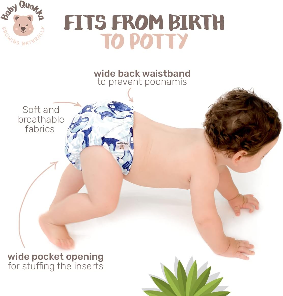One Size Dragon Fruit Pocket Diaper: Handmade Reusable Birth to Potty Toddler Boy or Girl Water Resistant Cloth Diaper with 1 Bamboo Inserts, Baby QUOKKA ? - Image 4